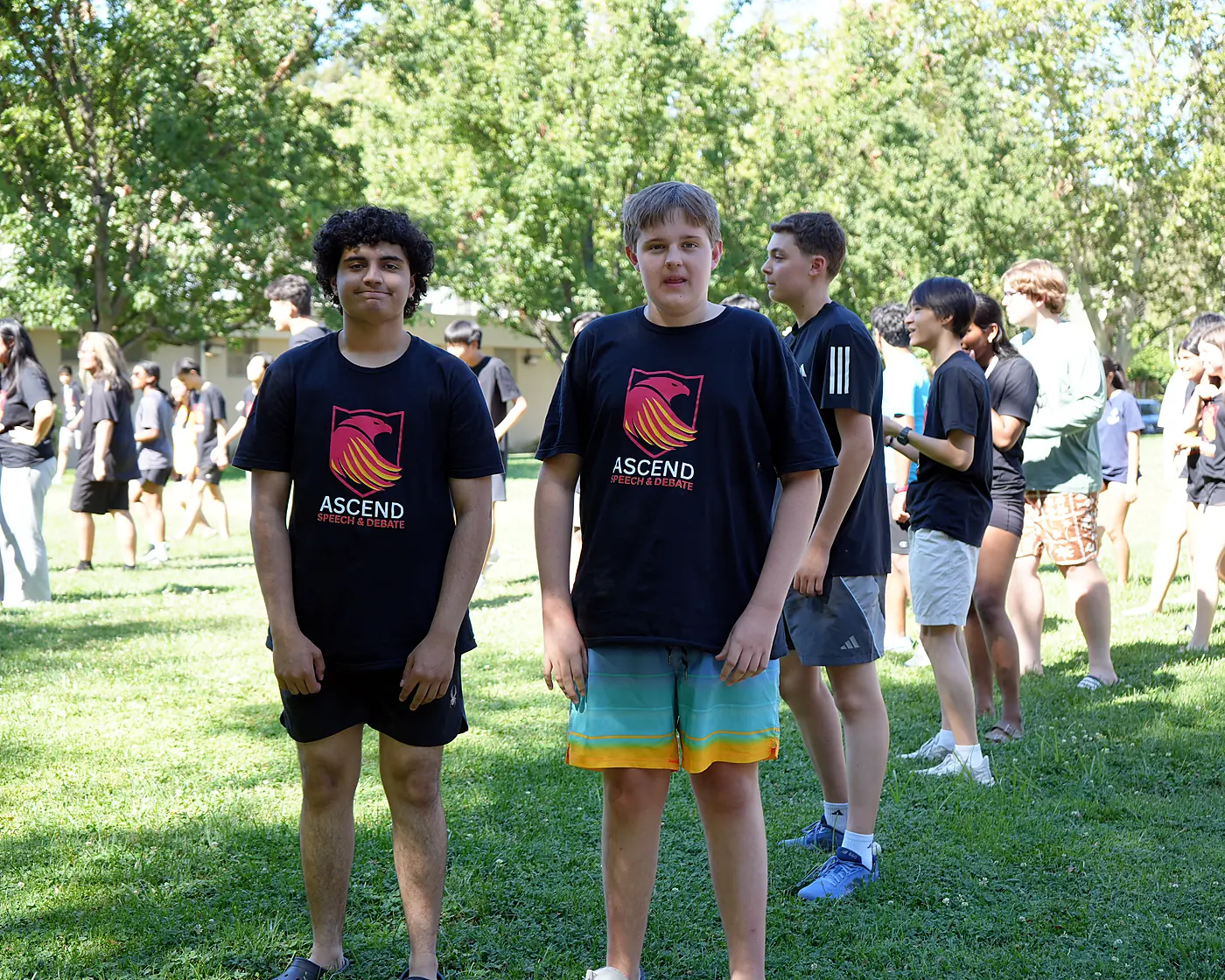 Ascend students together on the lawn during a camp-wide activity