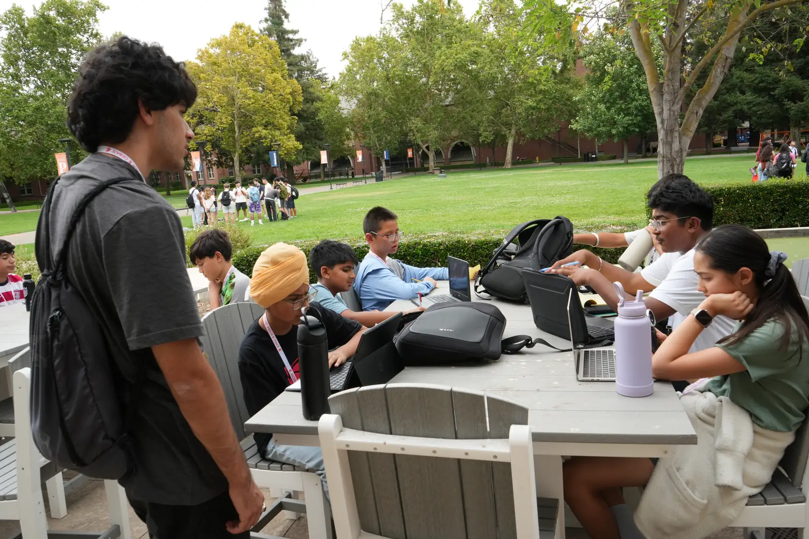 Ascend students gathered on the quad at camp