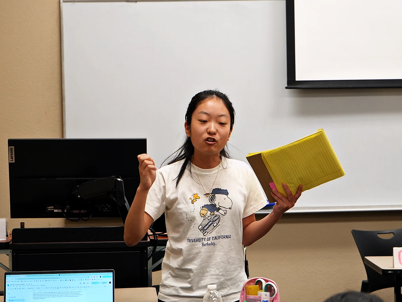 An Ascend student delivering a speech in a Congressional Debate chamber