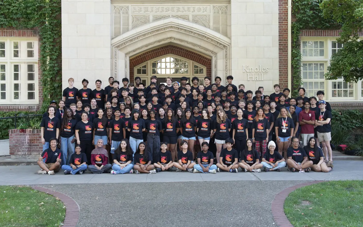 The full Ascend California camp outside Knoles Hall at the University of the Pacific
